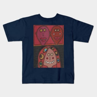 Two Men and the Lady with the Seeing Hair Kids T-Shirt